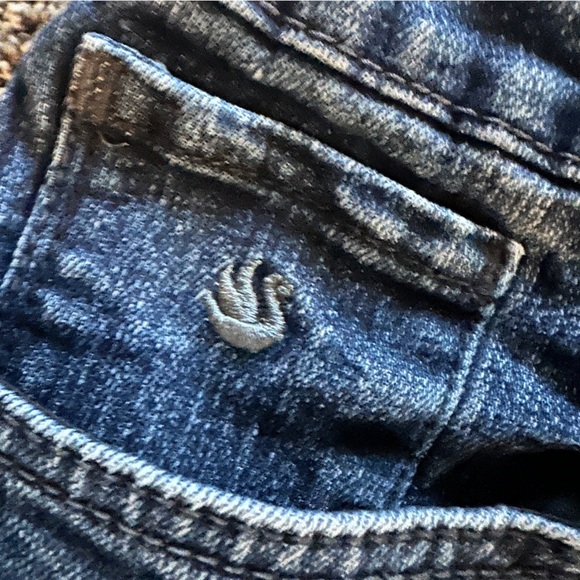 Gloria Vanderbilt Denim Jean Mini Skirt Distressed Hem Studded Pockets Size 14 - Picture 2 of 9